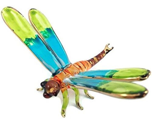 3  Long Tiny Crystal Dragonfly Hand Blowled Clear Glass Art 