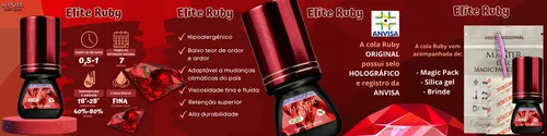 Adhesivo para extensiones de pestañas Elite Master Hs Ruby, 3 ml, color negro