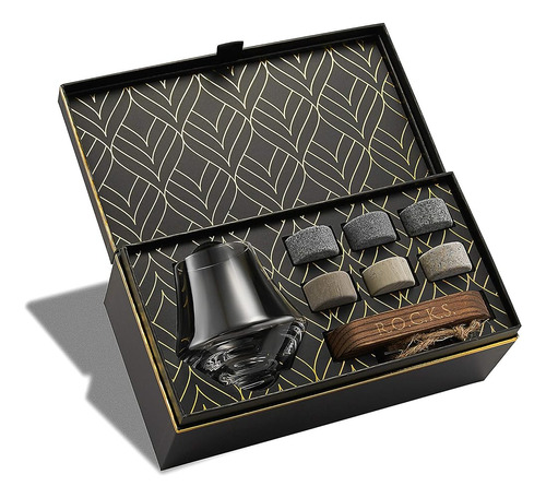 Set De Regalo De Whiskey Stones & Premium Crystal Nosing Gla