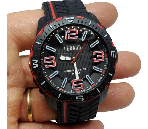 Reloj Hombre Silicona Feraud F100m204 Negro Con Rojo