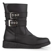 Comprar Bota Mujer Citadina Cuero Caña Media Cierre Lateral Hebillas