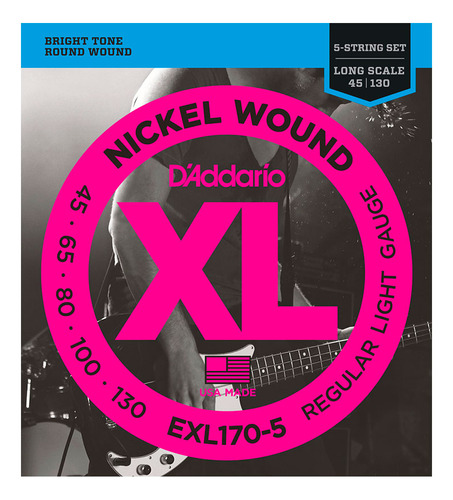 Corda D'addario P/ Baixo 5 Cordas Exl170-5 45 /130