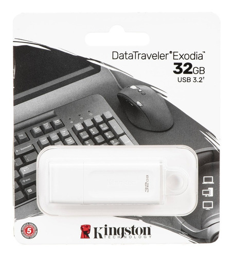 Pendrive Kingston 32gb Datatraveler Exodia 3.2 Usb A Blanco