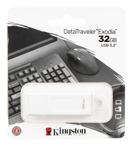 Imagen 1 de 5 de Pendrive Kingston 32gb Datatraveler Exodia 3.2 Usb A Blanco