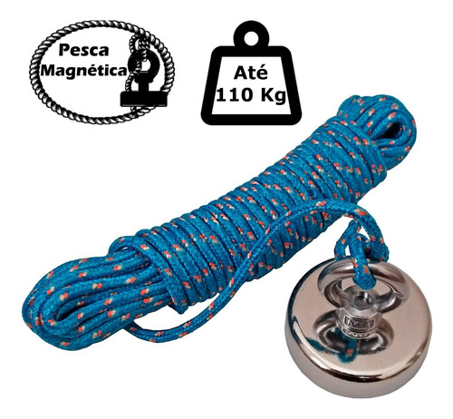 Imagem 1 de 9 de Imã De Neodímio Para Pesca Magnetica Até 110 Kg De Tração