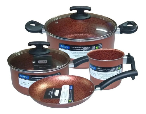 Bateria Cocina Ramos La Belle Teflon Set Olla Sarten Cobre 