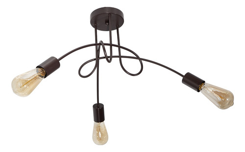 Lámpara De Techo Araña Chocolate Vintage E27 40w 3 Luces Lumimexico 21917-9