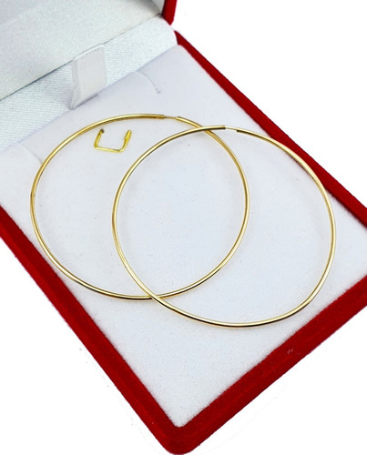 Par Aros Oro 18k Argollas Cubanos Lisos Mediano 1,6grs 44mm 