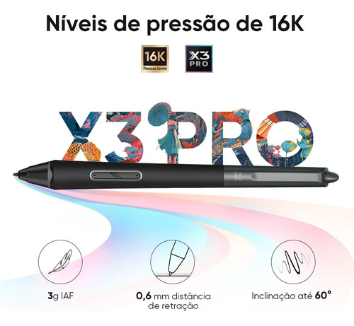 Tablet gráfico preto XP-Pen Deco Pro Lw MT-1172b, cor preta