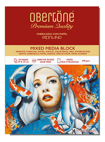 Block Obertone Fabriano Mix Media 24x32 Cm 200 Gsm 20hjs