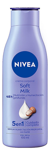 Crema Corporal Humectante Nivea Soft Milk Piel Seca 100 Ml