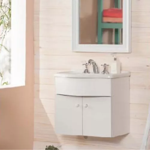 Vanitory Mueble Baño 50 Roma Colgar Con Bacha Acrilica Blanco Blanco