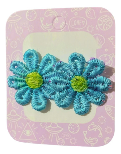 Aretes Tejidos En Crochet - Topo Flor Azul 