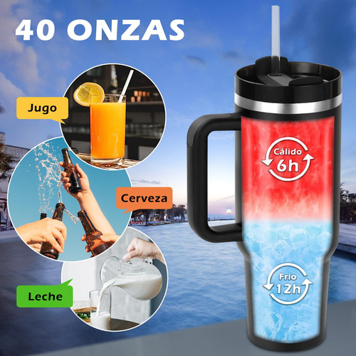 Vaso Térmico 40 Oz Con Asa, Termo Al Vacío De Acero