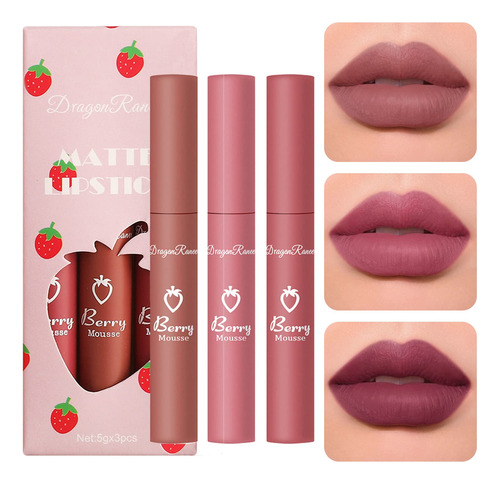 Juego De 3 Lpices Labiales Nude Mate, Lpiz Labial Natural Nu