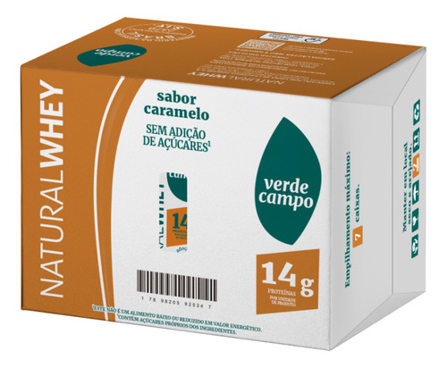 Shake Natural Whey Verde Campo Caramelo 14g - Pack C/12 Und.
