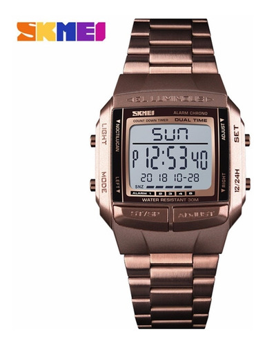 Relógio Skmei Moda Masculino Digital Ouro Escuro