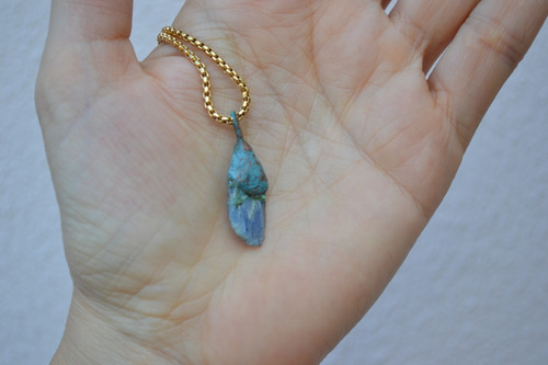 Imagen 2 de 9 de Collar Piedra Cianita, Cadena De Acero Quirurgico, Cod1