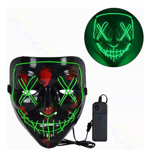 Mascara Terro Led Neon Assustadora Festa Balada Cosplay Face Cor Verde