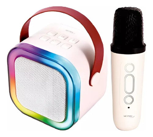 Mini Parlante Bluetooth Con Microfono Netmak Buddy Led Rgb Color Blanco