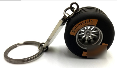 Chaveiro Em Metal Roda F1 Continental Com Pneus De Borracha