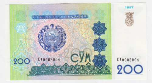 Billete Uzbequistan 200 Sum 1997 Unc Nuevo (c85)