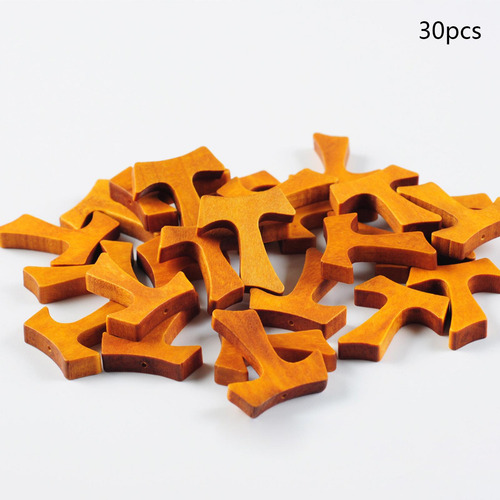 30x Dijes De Cruz De Madera, Colgantes De Cruz De Madera,