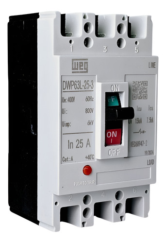 Disjuntor Caixa Moldada Weg Trif 25a Dwp63l-25-3