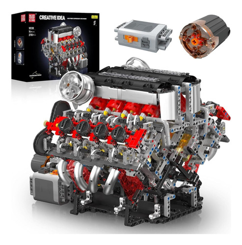 Bloco Montar Motor V8 Motorizado Importado Mould King 10130