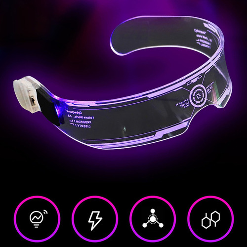De Gafas Visera Led Cyberpunk Light Up Cool 4 Modos Parpadeo