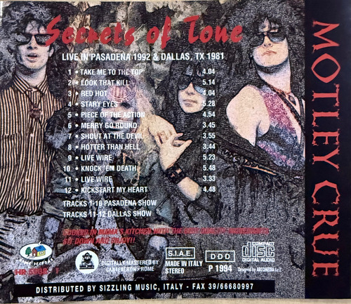 Motley Crue Secrets Of Tone Estándar (Usado)