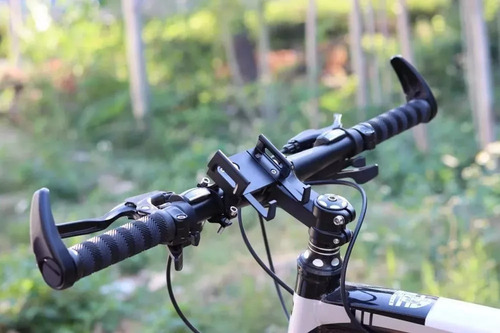 Porta Smartphone Celular Metálico Para Moto Bicicleta Grande Negro
