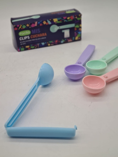 Imagen 4 de 6 de Clips Cuchara Cierra Bolsas X4 Colores Pastel Facila