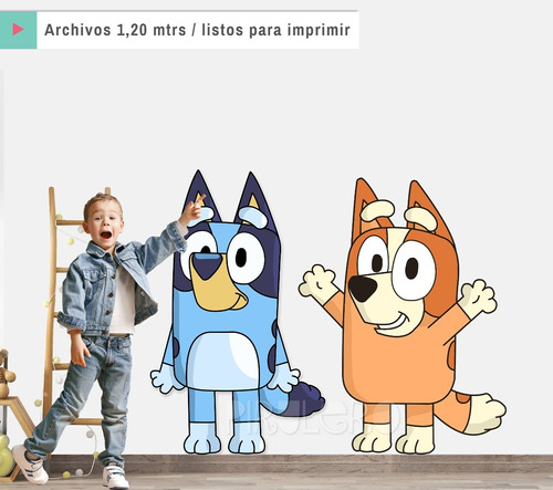 Bluey Figuras Grandes Para Imprimir 1,20 Mtrs Cada Una