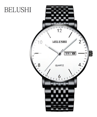 Reloj De Cuarzo Belushi Business Con Calendario Luminoso Color del fondo Negro/Blanco