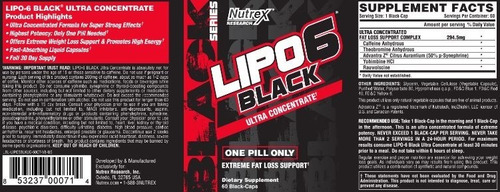 Lipo 6 Black Uc 60 Caps Nutrex, Termogénico