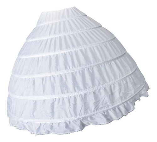 Vestido Vintage Branco Longo 6 Argolas Saia De Crinolina