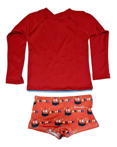 Imagem 2 de 8 de Blusa Proteção Solar Uv Com Sunga Biquini Moda Praia Menino