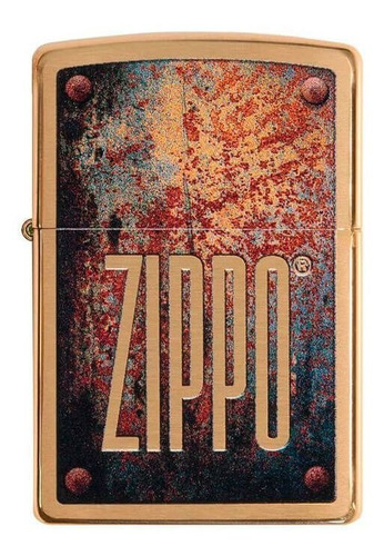 Imagem 1 de 2 de Isqueiro Zippo 29879 Dourado Rusty Plate Original Com Fluido