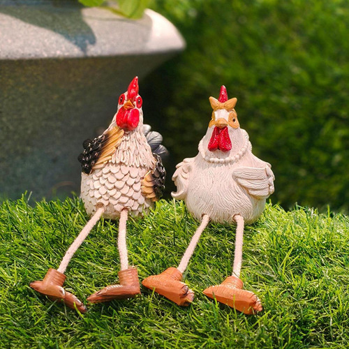 2 Piezas Estatuas De Pollo Decorativas Figuras De Pavo
