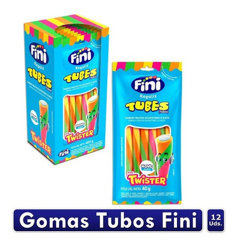 Goma Dulce Tubos Largos Twister Fini 40gr X12 Uds