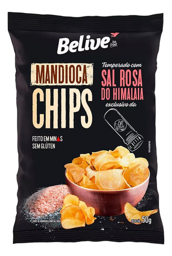 Mandioca Doce Chips Belive Com Sal Rosa Himalaia 50g