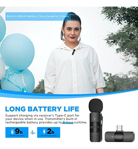 Boya By-v10 Micrófono Inalámbrico Lavalier Para Android Usb