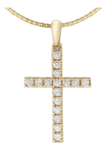 Dije Cruz En Oro Amarillo 18k Con Diamantes Brillantes.