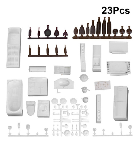 Maqueta De Muebles Blancos Para Casa, 23 Unidades, Escala 1: