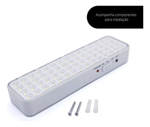 Kit 10 Luminária Emergência 60 Leds Recarregável 6000k Cor Branco Frio