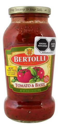 Salsa Para Pasta Con Tomate Y Albahaca Bertolli 680 G