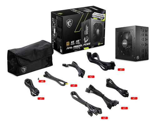 Fonte De Alimentação Msi Mpg A850gl, Atx 3.0, Pcie5, 850w