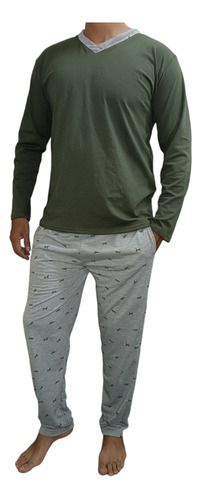 Pijamas Hombre Tallas Grandes Manga Larga/ Pantalón Largo