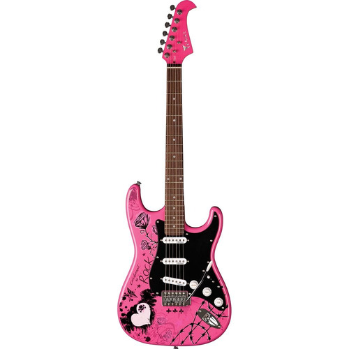 Guitarra Rosa Rock Usada Uma Vez Apenas 